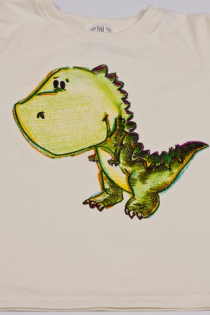 Термоаппликация динозавра Тирекс на детской футболке