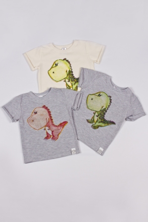 Купить детскую футболку с термо-аппликацией динозавра Тирекс