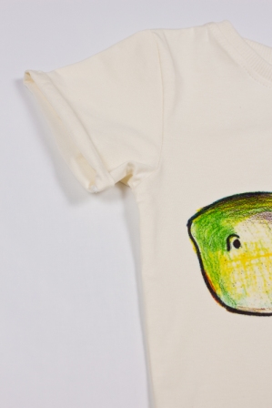 Молочная футболка для мальчика и девочки с термо-аппликацией Стегозавра
