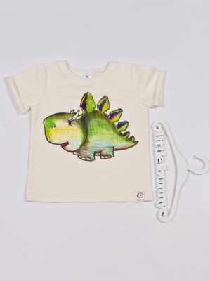 Купить футболку с аппликацией динозавра Стегозавра на мальчика и девочку рост 80-134