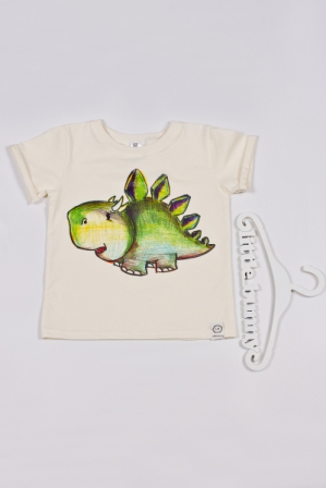 Купить футболку с аппликацией динозавра Стегозавра на мальчика и девочку рост 80-134