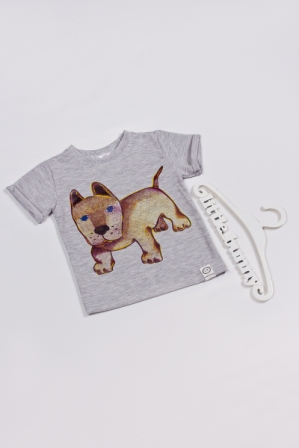 Купить футболку ребенку с аппликацией собаки