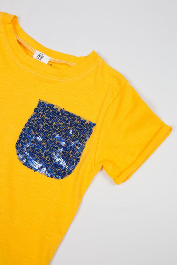 Купить однотонную футболку девочке с пайетками в Украине недорого