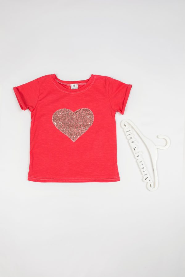 Купить девочке красную футболку с пайетками по цене производителя детской одежды, недорого Украина
